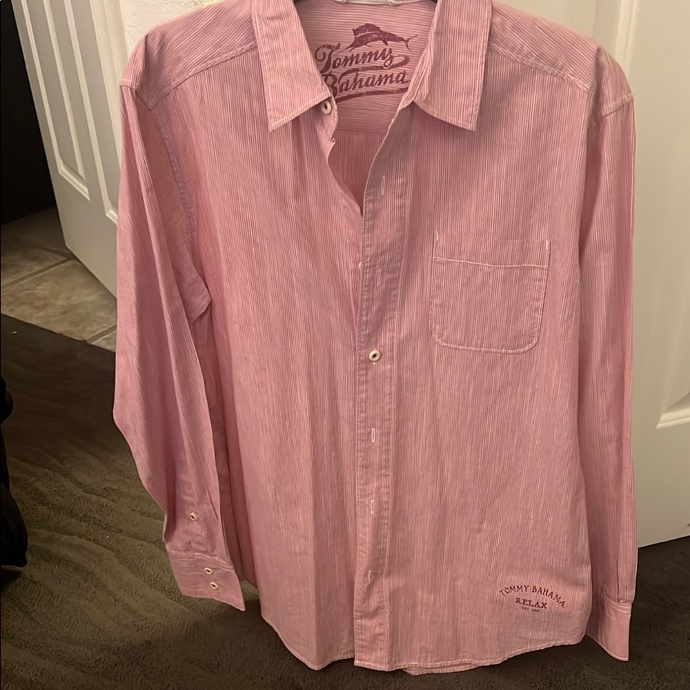 Tommy Bahama Pink Casual Button Down Shirt Relaxed Fit